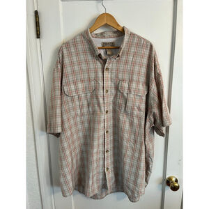 Duluth Trading Co Mens Size 3XL vented Button Up Shirt Athletic Material Plaid O